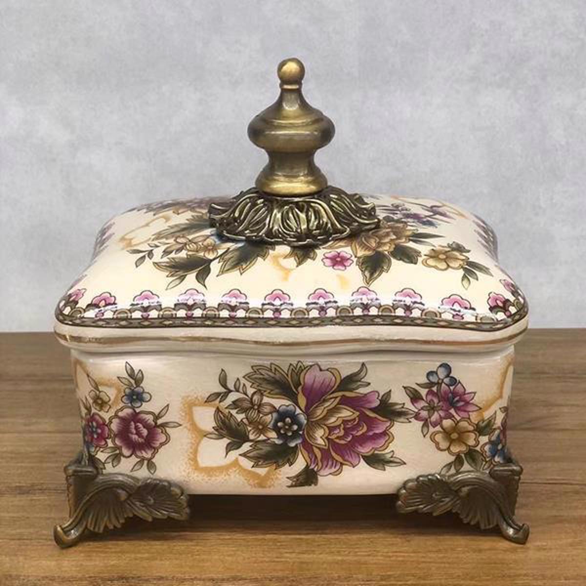 ESTHETI home Diakosmitiko Kouti Porselanis Lefko/Xruso 15x11x15cm 752-28547