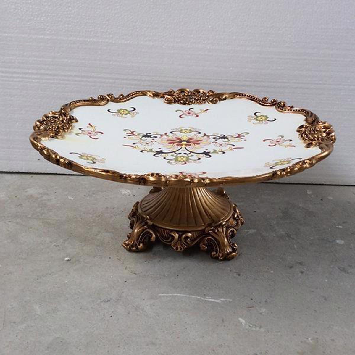 ESTHETI home Tourtiera Porselanis me Resin Lefki me Louloudia F34x15cm 754-11016