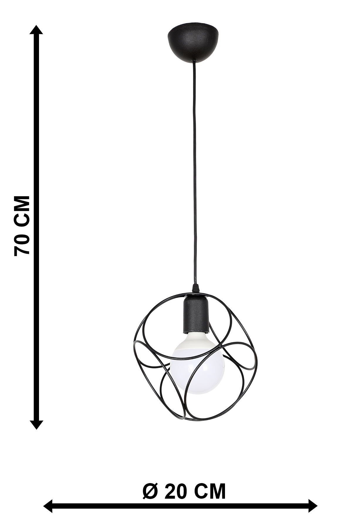 ArLight PDT 1247-1 BK Kremasto Fotistiko Orofis Monofoto Mavro Metalliko E27 F21x95cm 0083540