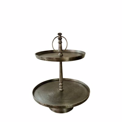 InTheBox LOOP Stand Διώροφο Αλουμινίου Χρυσό Αντικέ Φ39x49cm 022257