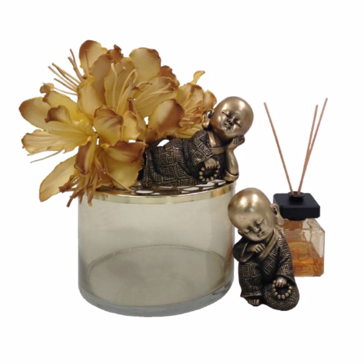InTheBox LITTLE MONK 1 DECO Boudas Resin Xrusos/Mavros 8.3x8.3x13.8cm 022505