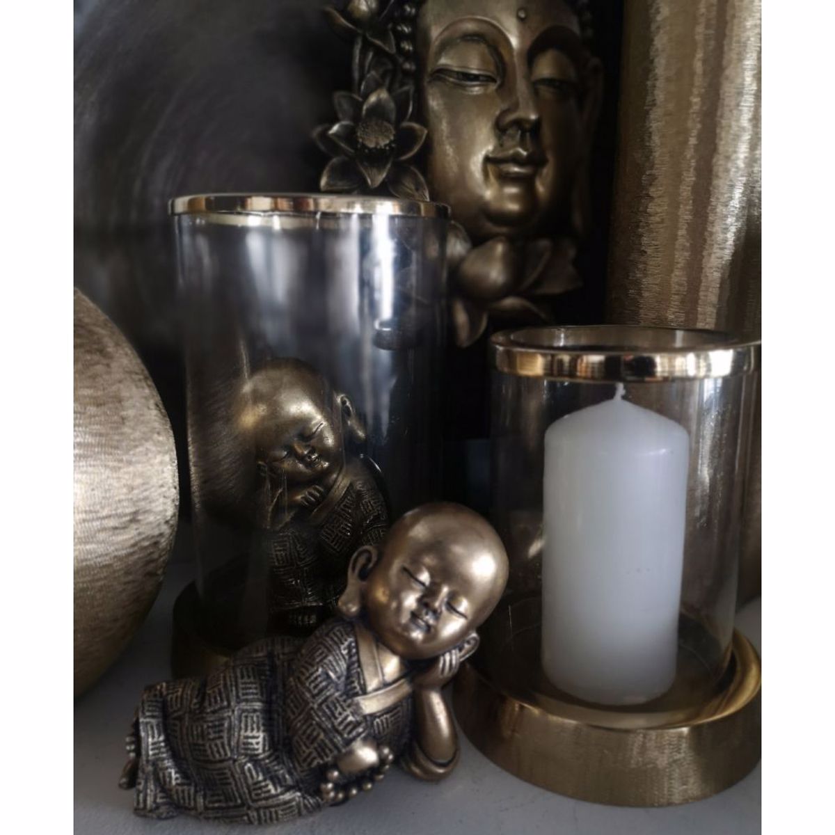 InTheBox LITTLE MONK 2 DECO Boudas Resin Xrusos/Mavros 15.6x7.3x10.2cm 022506