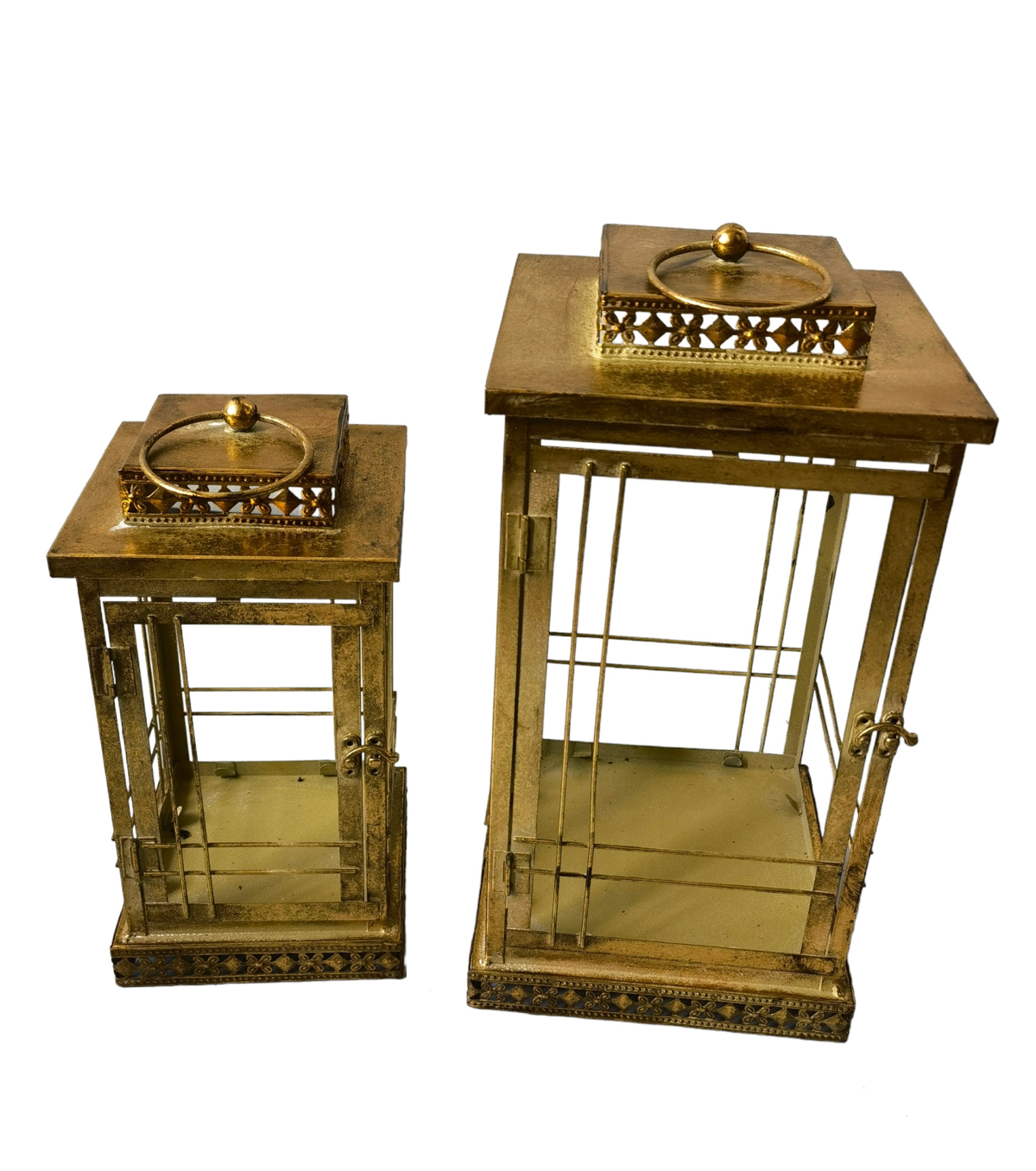Oriana Ferelli Diakosmitiko Metalliko Fanari 36cm Antike Xruso (Megthos: Medium)