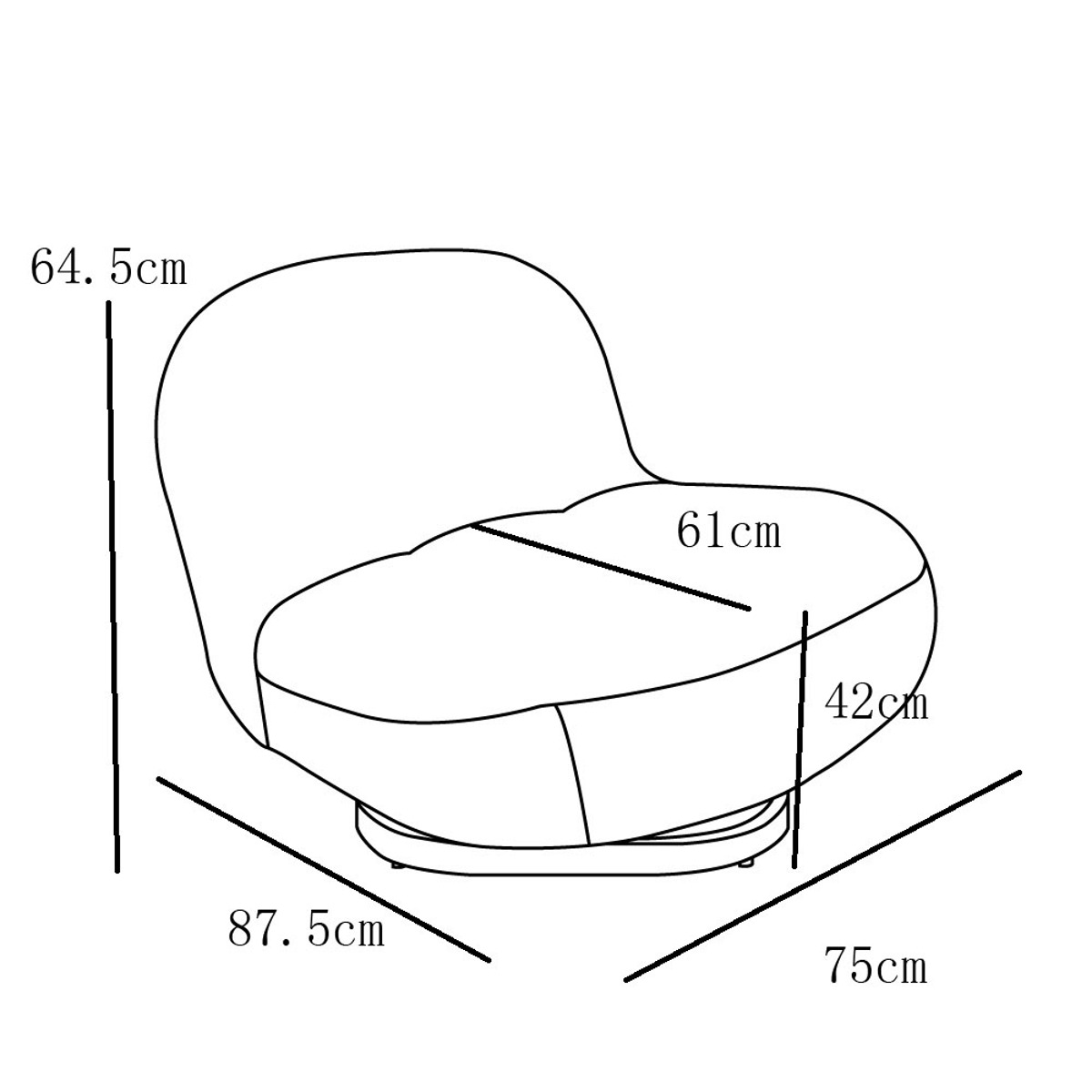 Liberta BO Poluthrona Mavri Peristrefomeni 77x85x65cm 01-3165