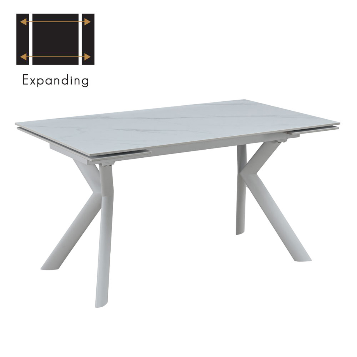 Liberta KIRA Trapezi Epekteinomeno Lefko me opsi Marmarou 140x80x75cm 02-0613
