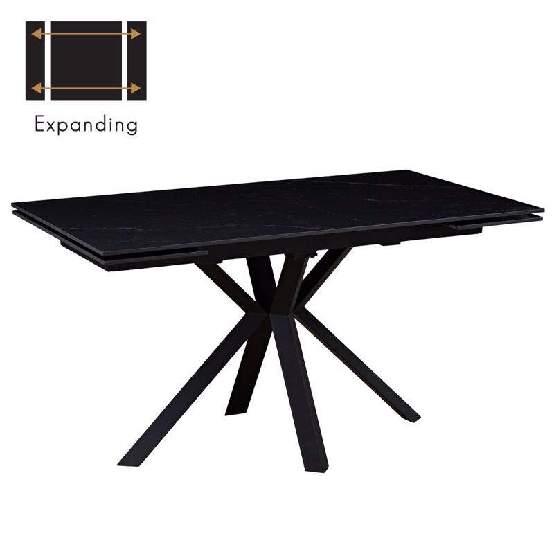 Liberta GRADA Trapezi Epekteinomeno Mavro me opsi Marmarou 140x80x75cm 02-0614