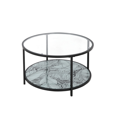 Liberta MOON Coffee Table Διάφανο με Pattern Μαύρο Φ80x42cm 04-0488