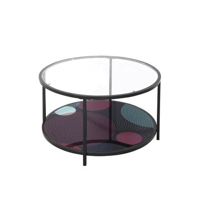 Liberta MOON Coffee Table Διάφανο με Pattern Μαύρο Φ80x42cm 04-0499