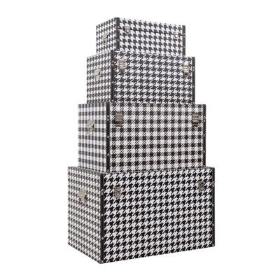 Liberta FERRE Σετ των 4 Μπαούλο Μαύρο/Λευκό 64x40x40cm 04-0591