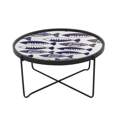 Liberta FISHY Coffee Table Πολύχρωμο με Pattern/Λευκό Φ75x37.5cm 04-0649