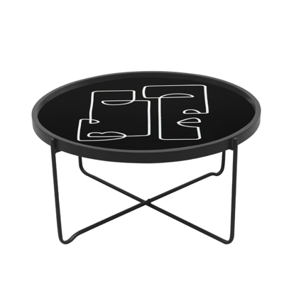 Liberta FACE Coffee Table Πολύχρωμο με Pattern/Μαύρο Φ75x37.5cm 04-0651