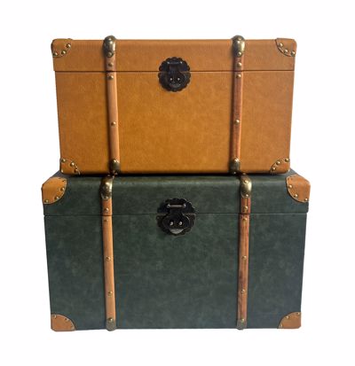 Liberta SADAR Σετ των 2 Μπαούλα Λαδί/Μουσταρδί 64x40x40cm 04-0935