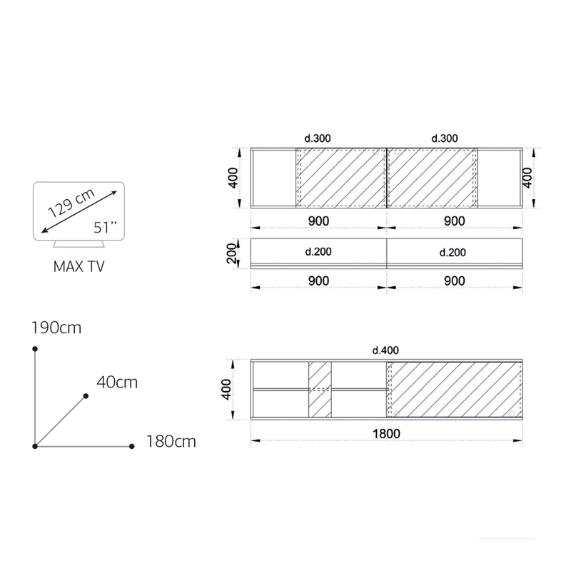 Liberta BETON Suntheto Sonoma/Cement Anoixto 180x40x190cm 05-0279