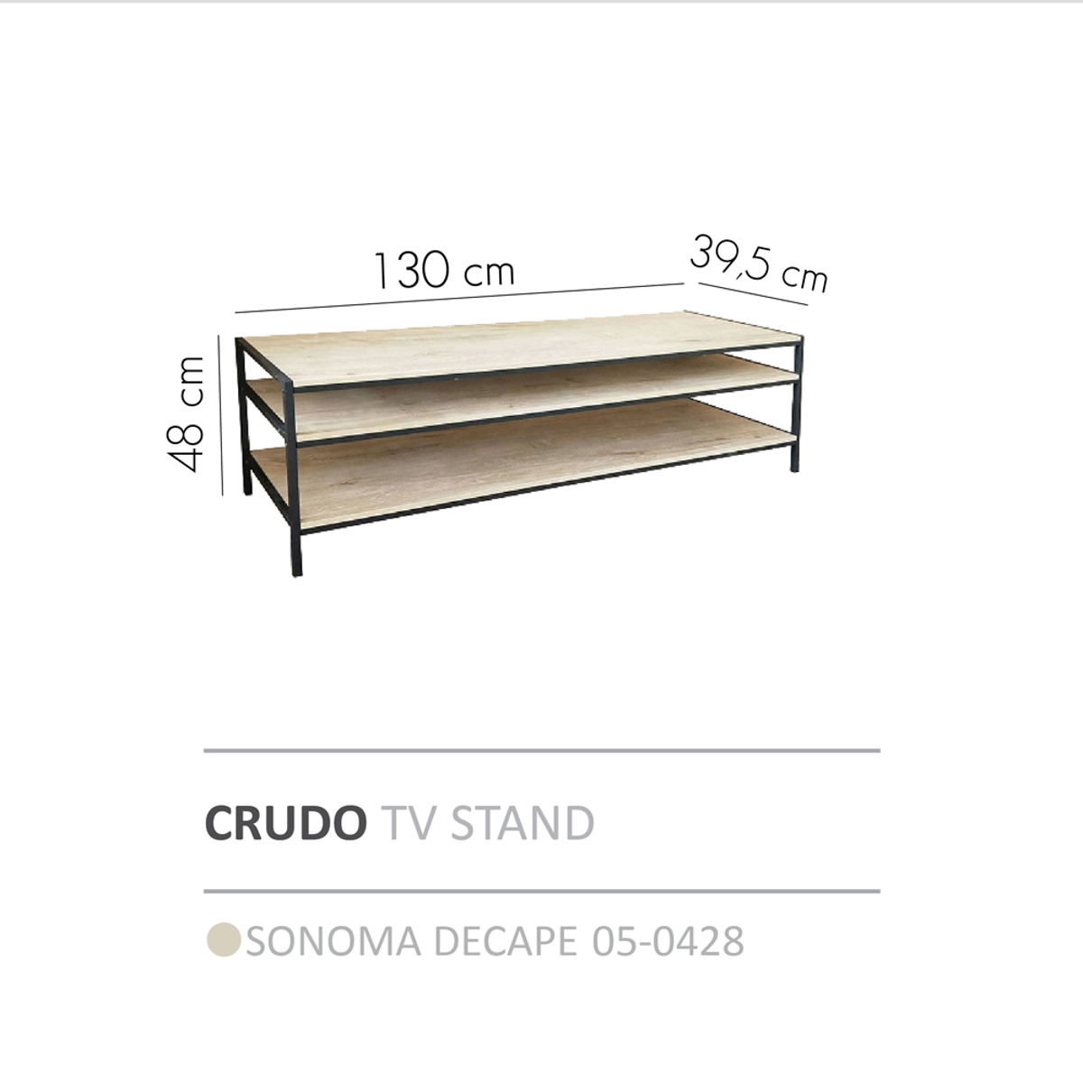 Liberta CRUDO TV Stand Sonoma Decape 130x39.5x48cm 05-0428