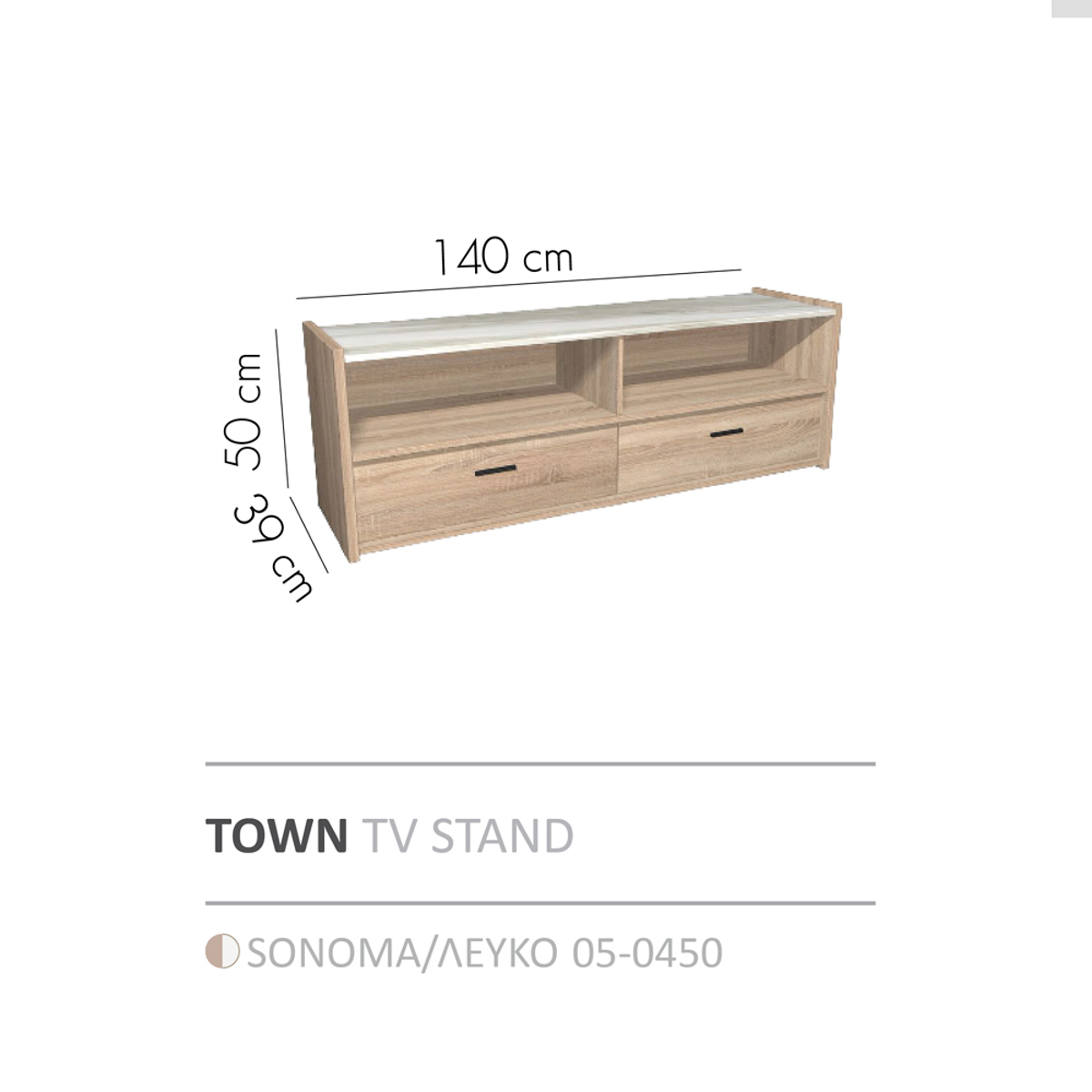 Liberta TOWN TV Stand Sonoma/Lefko Marmaro 145x39x50cm 05-0450