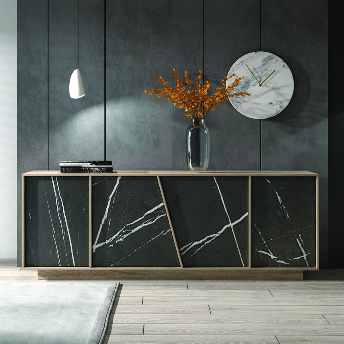 Liberta PETRA Boufes Petra/Sonoma Skouro me 4 Portakia 207x43x75cm 05-0454