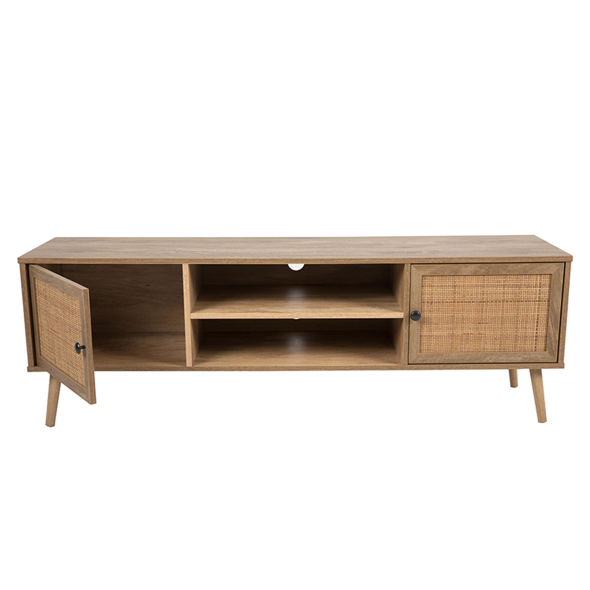 Liberta AMMOS TV Stand Fusiko me Rattan me 2 Portakia 150x39x49cm 05-0471