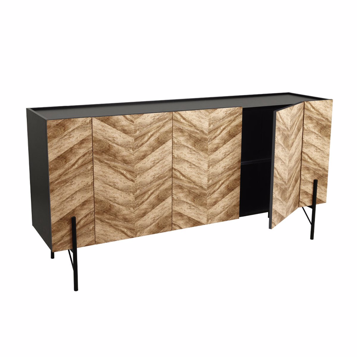 Liberta PARKE Boufes Mavros/Fusikos me Pattern 160x43x80cm 05-0479