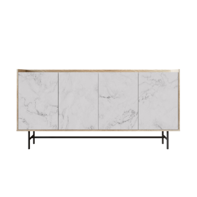 Liberta STOCKHOLM Μπουφές Sonoma Decape/Λευκό με όψη Μαρμάρου 161x39.5x80cm 05-0562