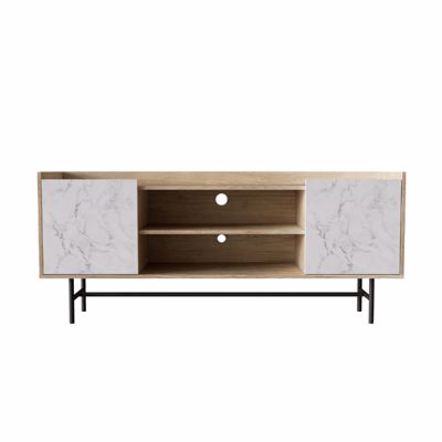 Liberta STOCKHOLM TV Stand Sonoma Decape/Λευκό με όψη Μαρμάρου 140x39.5x60cm 05-0563
