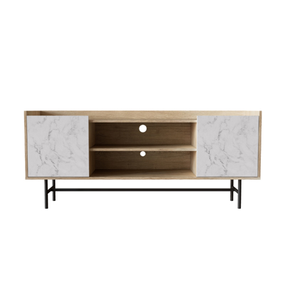 Liberta STOCKHOLM TV Stand Sonoma Decape/Λευκό με όψη Μαρμάρου 140x39.5x60cm 05-0563