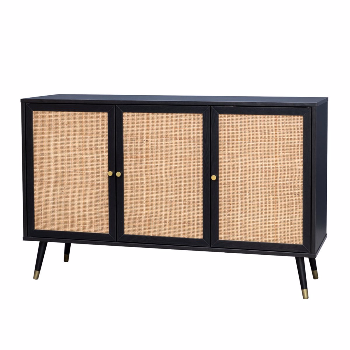 Liberta VIENNA Boufes Mavros me Rattan 120x39x75.5cm 05-0564