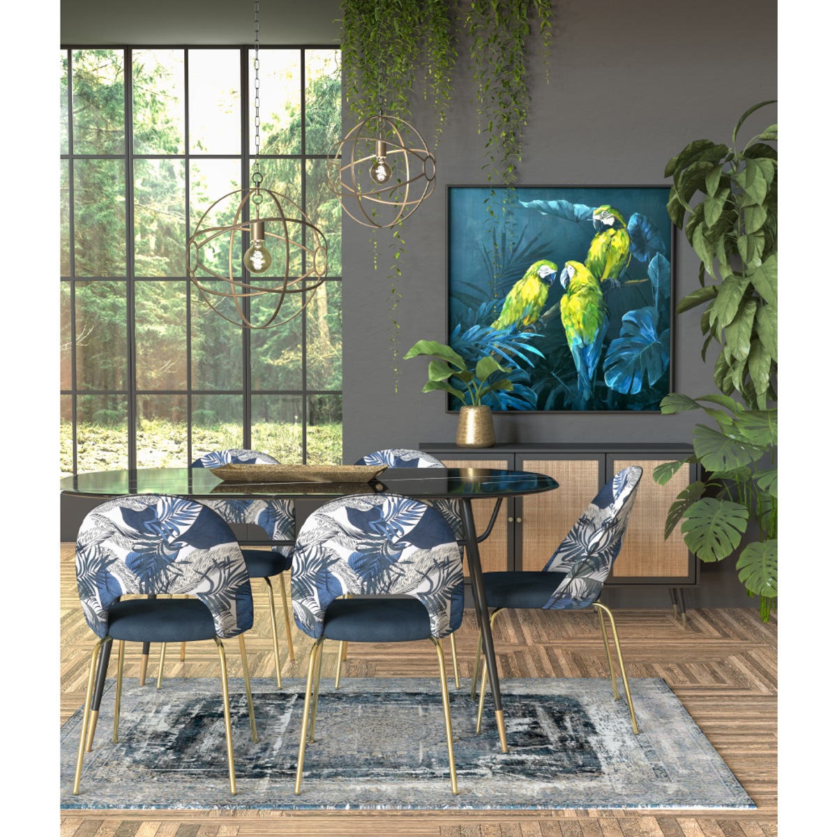 Liberta VIENNA Boufes Mavros me Rattan 120x39x75.5cm 05-0564