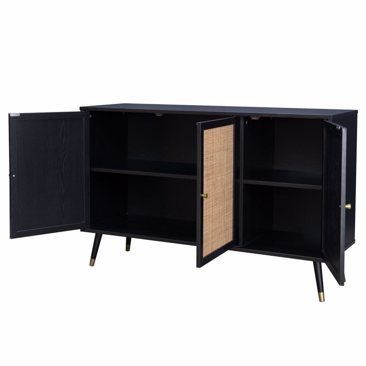 Liberta VIENNA Boufes Mavros me Rattan 120x39x75.5cm 05-0564