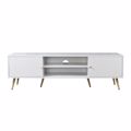 Liberta ZIZEL TV Stand Lefko me Pattern/Xruso me 2 Portakia 160x39x49cm 05-0575