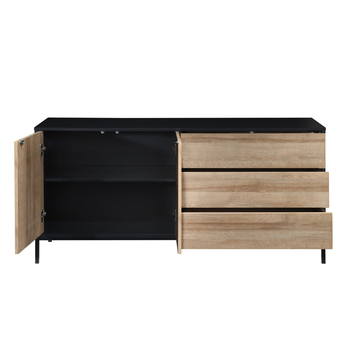 Liberta BLACKBIRD Boufes Riviera Oak/Mavros me 2 Portes kai 3 Surtaria 150x40x75.5cm 05-0669
