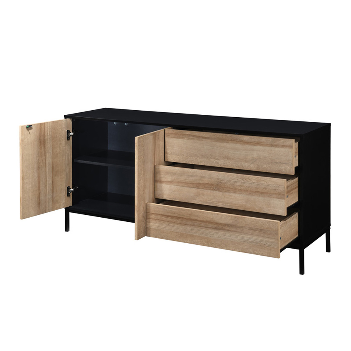 Liberta BLACKBIRD Boufes Riviera Oak/Mavros me 2 Portes kai 3 Surtaria 150x40x75.5cm 05-0669