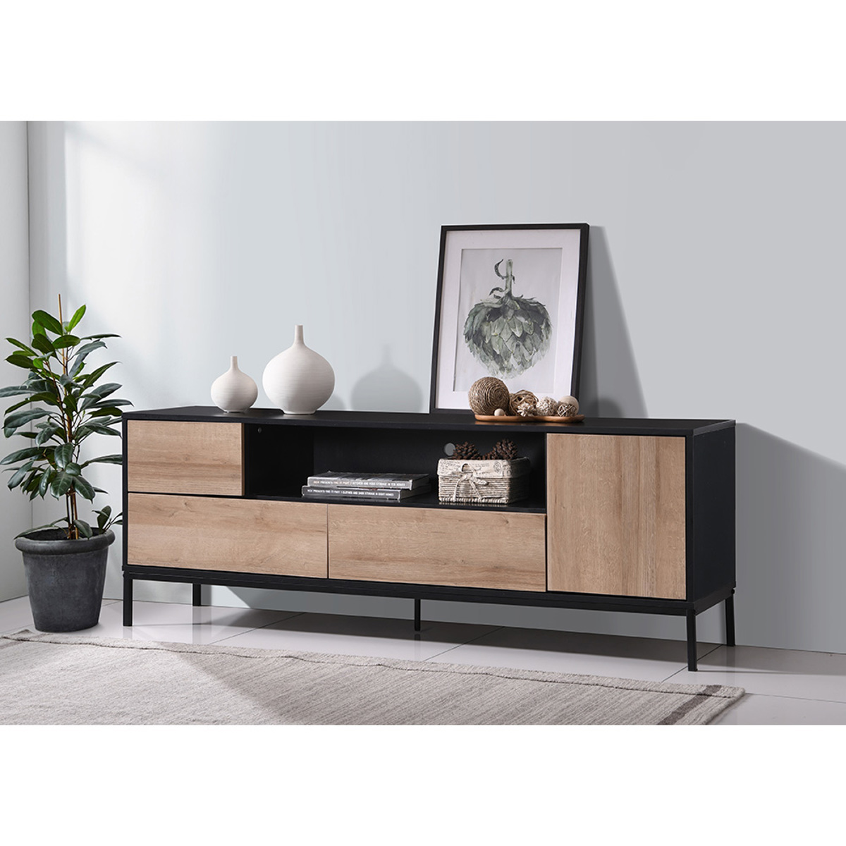 Liberta BLACKBIRD TV Stand Riviera Oak Mavro 160x40.5x58cm 05-0670