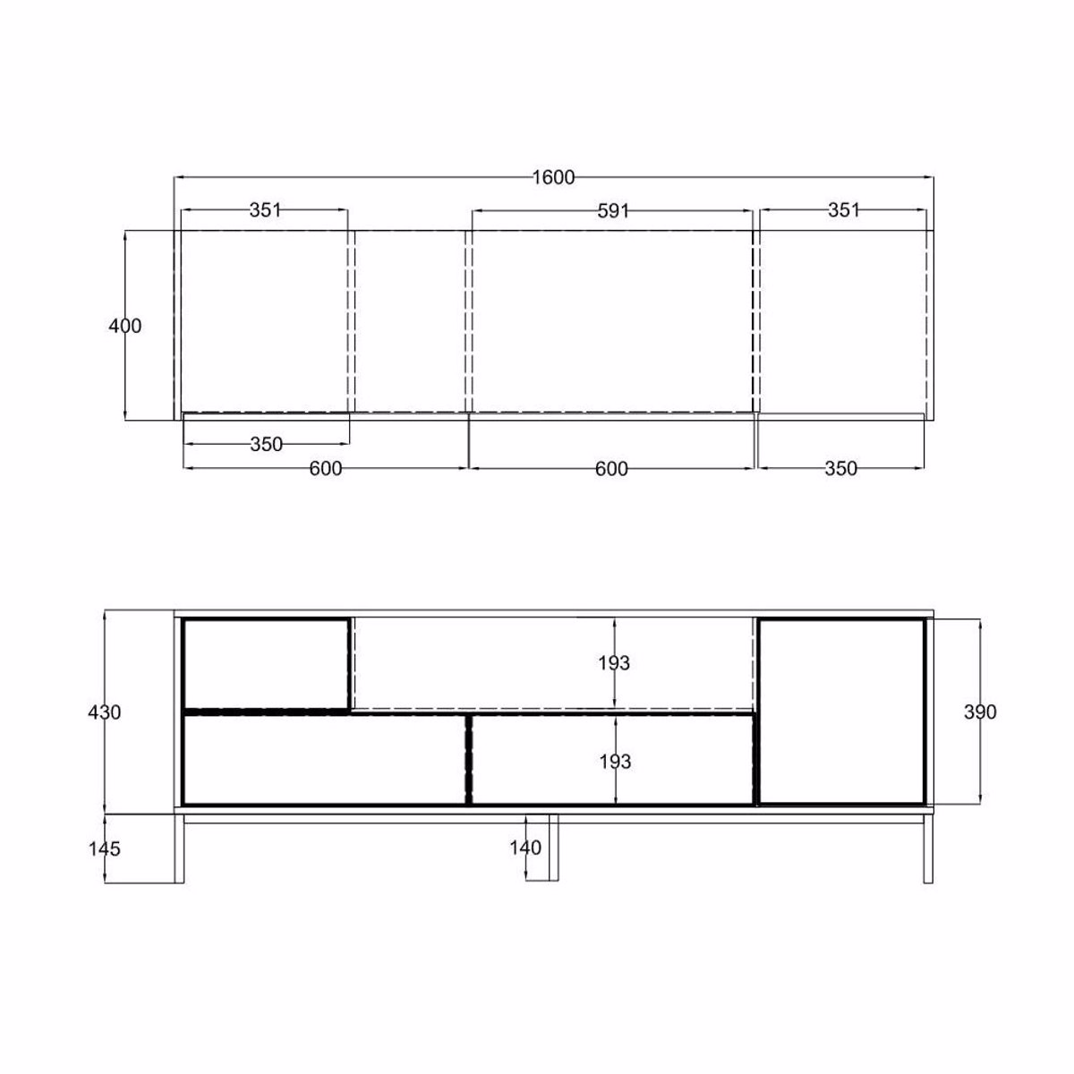 Liberta BLACKBIRD TV Stand Riviera Oak Mavro 160x40.5x58cm 05-0670
