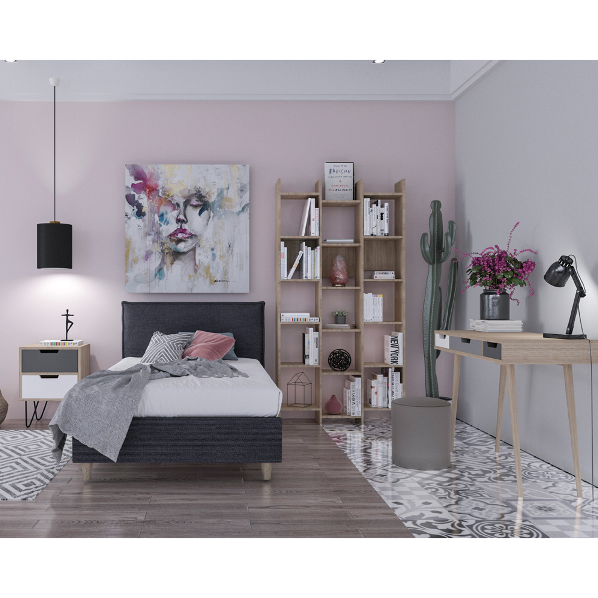 Liberta ARTIC Komodino Sonoma/Ggri/Lefko 45x39x59.5cm 09-0999