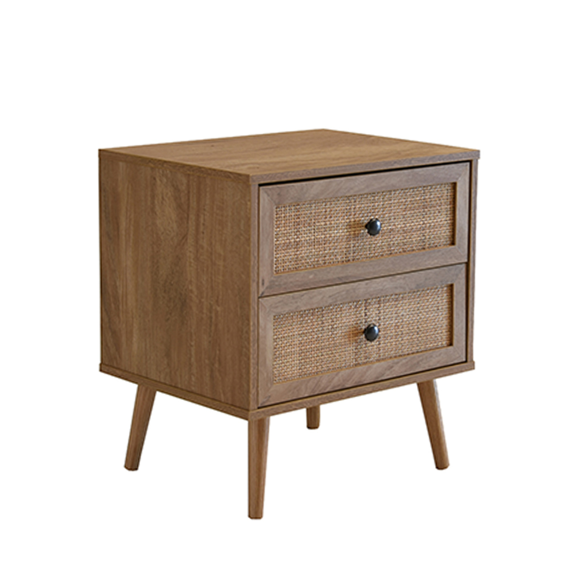 Liberta AMMOS Komodino Fusiko me Rattan me 2 Surtaria 50x39x54.8cm 09-1233