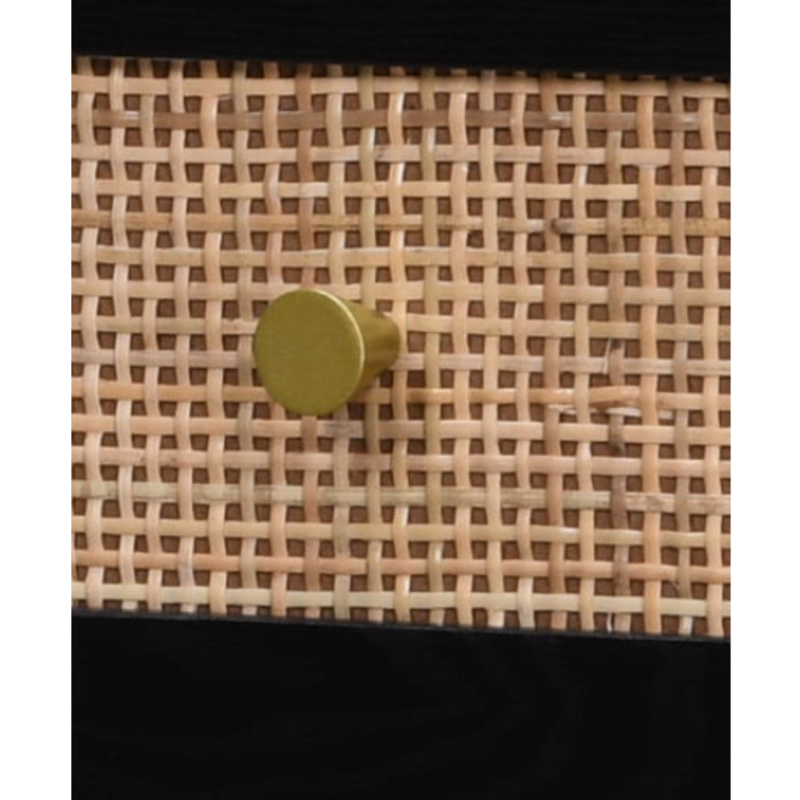 Liberta VIENNA Komodino Mavro me Rattan 50x39x54.8cm 09-1458