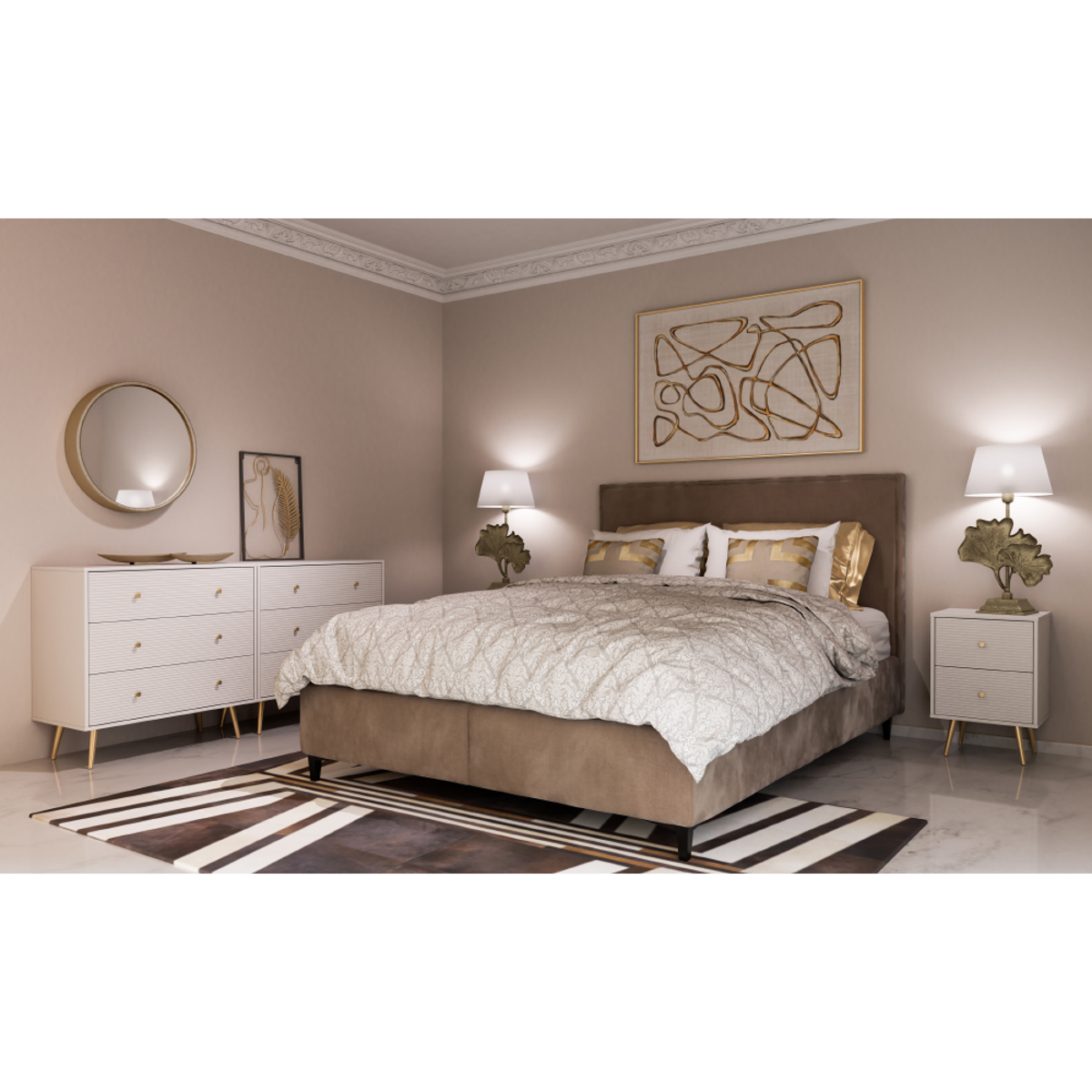 Liberta ZIZEL Komota Lefki me Pattern/Xrusi me 3 Surtaria 80x40x79cm 09-1470