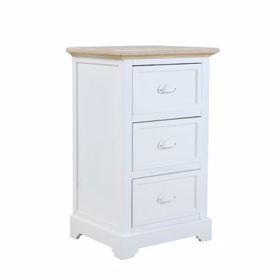 Liberta KIMOLOS Κομοδίνο Λευκό/Φυσικό με 3 Συρτάρια 43x35x71cm 09-1550