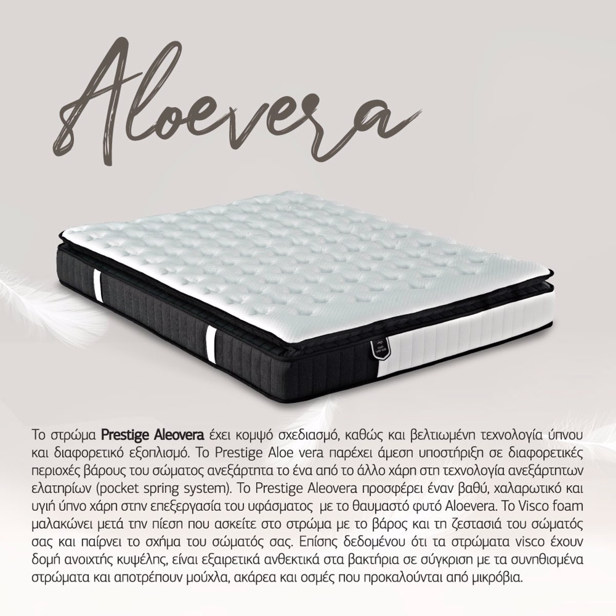 Liberta VISCO ALOE VERA ROLL PACK Stroma Lefko/Anthraki 160x200x28cm 09-1718