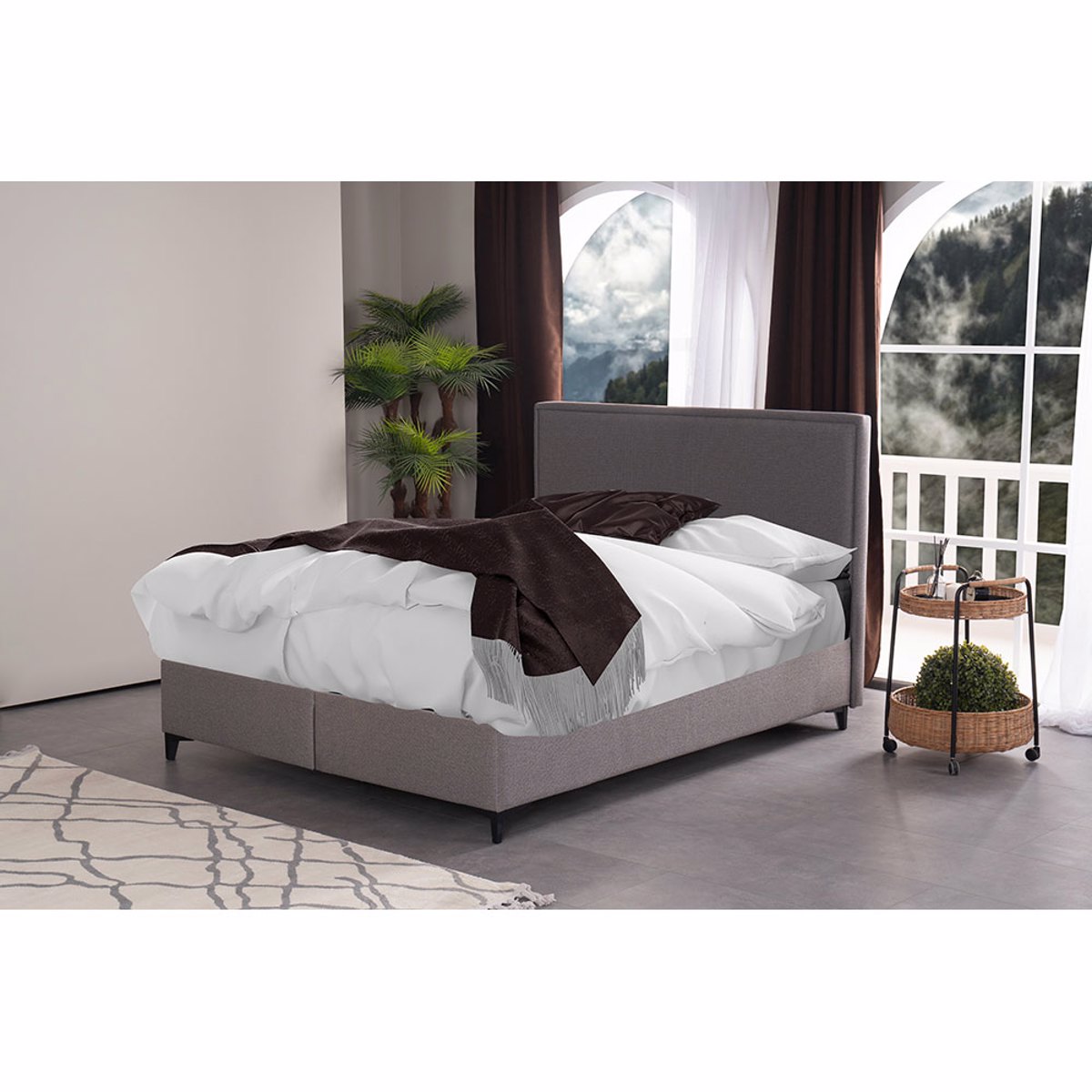 Liberta FRAME Krebati me Apothikeftiko Xoro Grez 07-854 208x167x121cm (ga Stroma 160x200cm) 09-1781