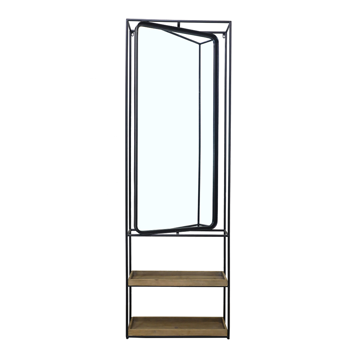 Liberta ENTRY Epiplo Eisodou me Kathrepti Mavro/Fusiko 60x17x183cm 18-0005