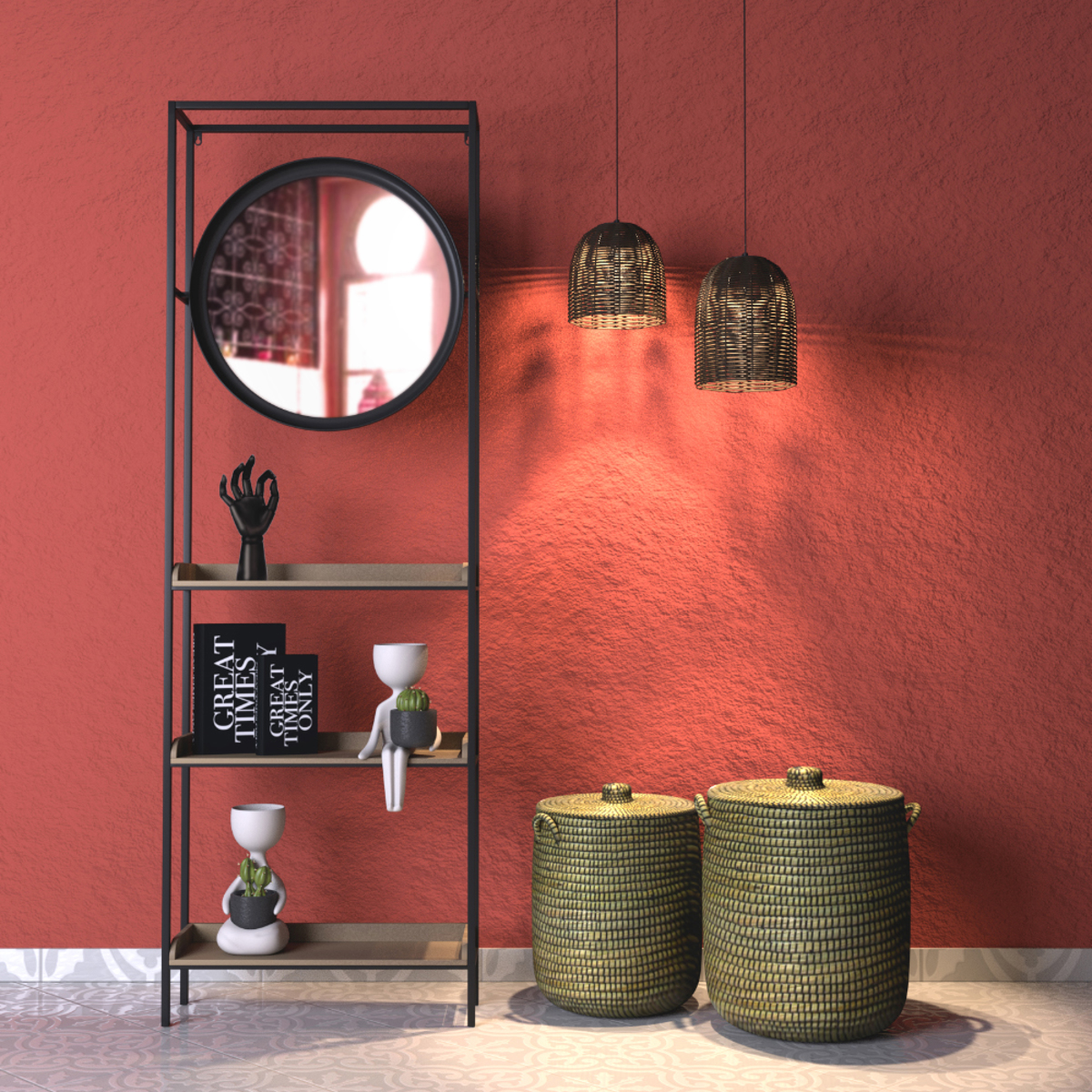 Liberta ENTRY Epiplo Eisodou me Kathrepti Mavro/Fusiko 61x17.5x181.5cm 18-0006