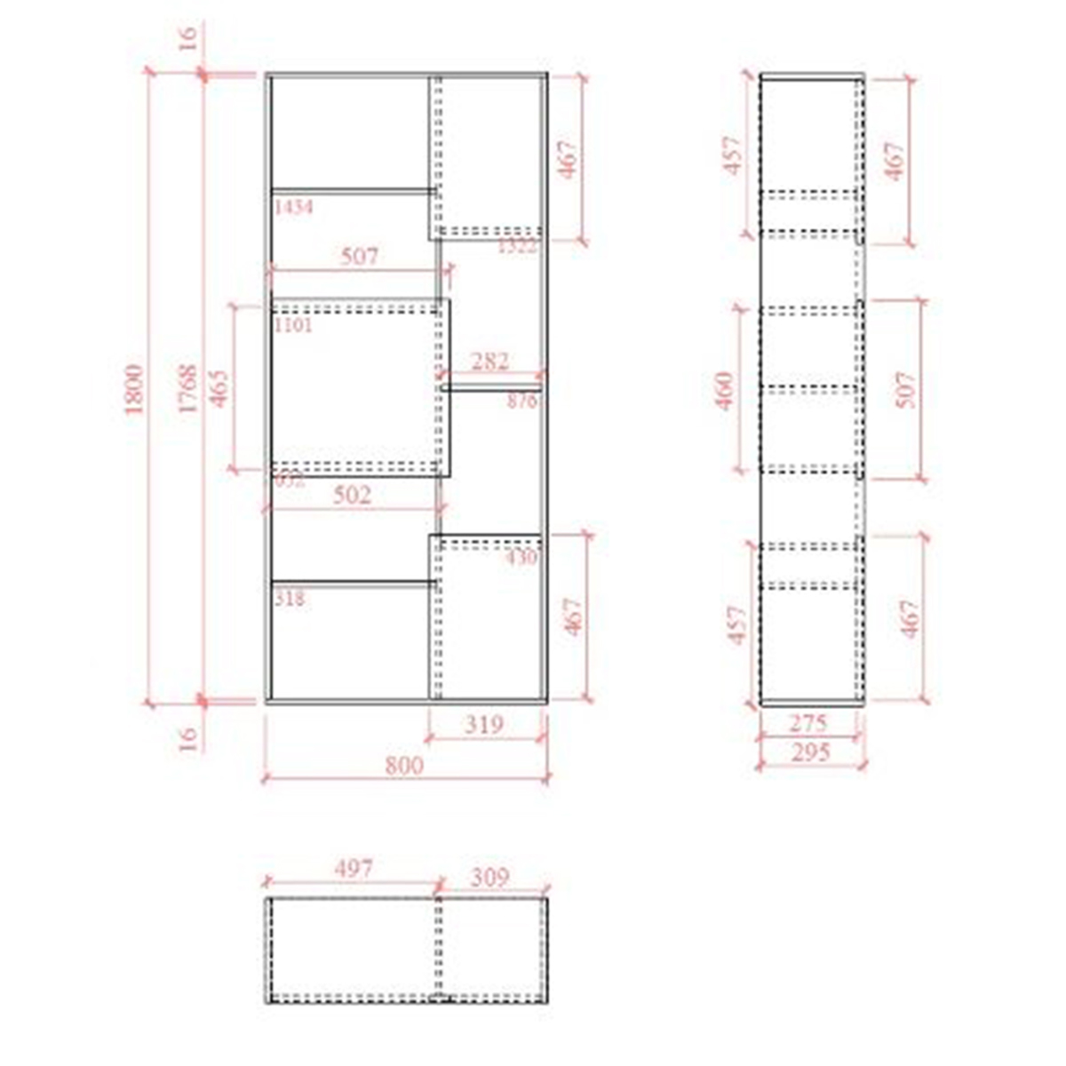 Liberta BOX Bibliothiki Sonoma/Lefki 80x30x180cm 24-0416