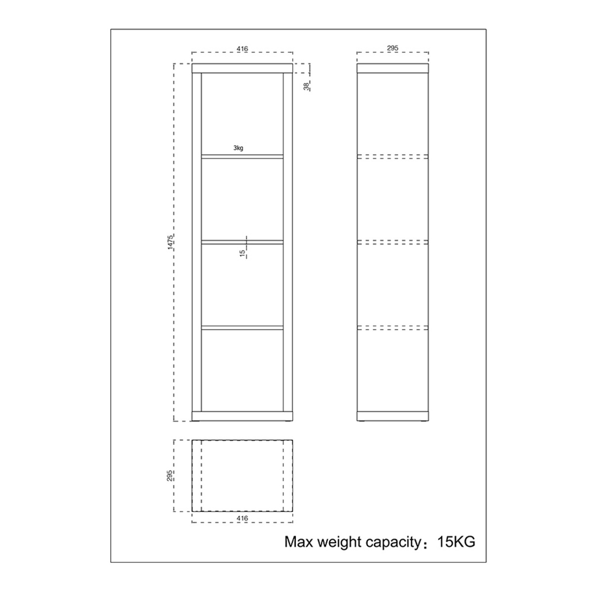 Liberta KIVOS 41.6 Bibliothiki Sonoma 41.6x29.5x147.5cm 24-0561