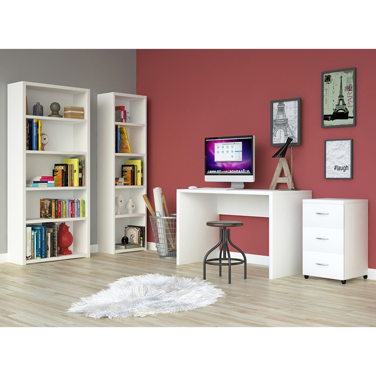 Liberta ERGO Bibliothiki Lefki me 4 Rafia 46x29x180cm 24-0654