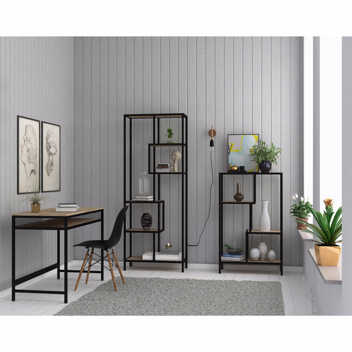 Liberta PLEGMA Bibliothiki Sonoma/Mavro 69x33x113.5cm 28-0183