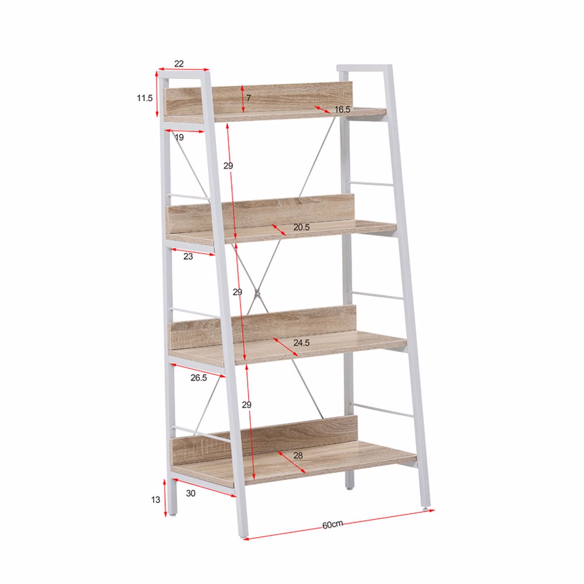 Liberta ONE STEP UP Bibliothiki Sonoma/Lefki me 4 Rafia 60x35x117cm 28-0221