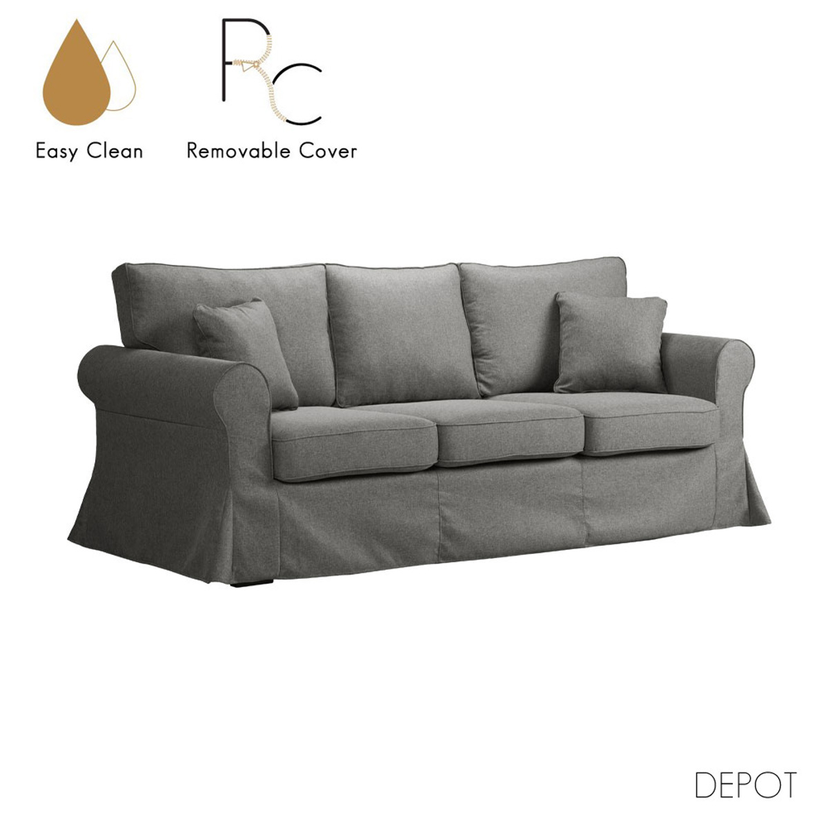 Liberta ASHLEY Trithesios Kanapes Ggri me Aposuromeno Kalumma 215x85x95cm 71-0048