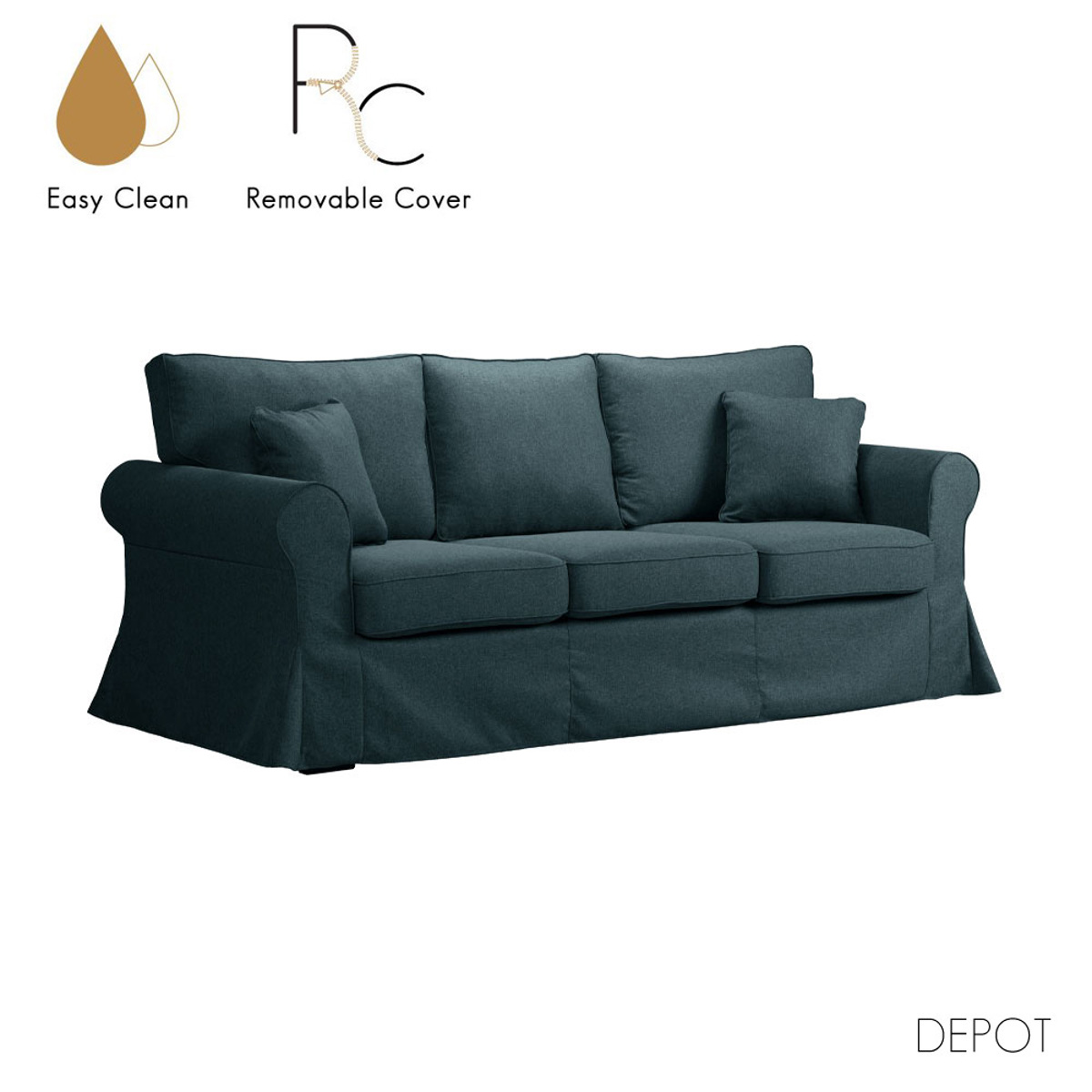 Liberta ASHLEY Trithesios Kanapes Ble me Aposuromeno Kalumma 215x85x95cm 71-0049