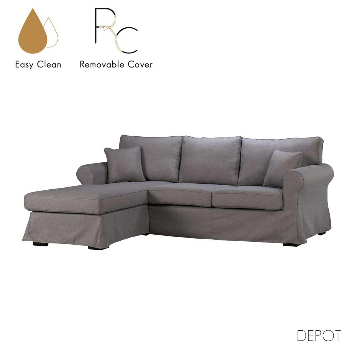 Liberta ASHLEY Kanapes Ggri Aristeri Gnia me Aposuromeno Kalumma 236x171x91cm 71-0058
